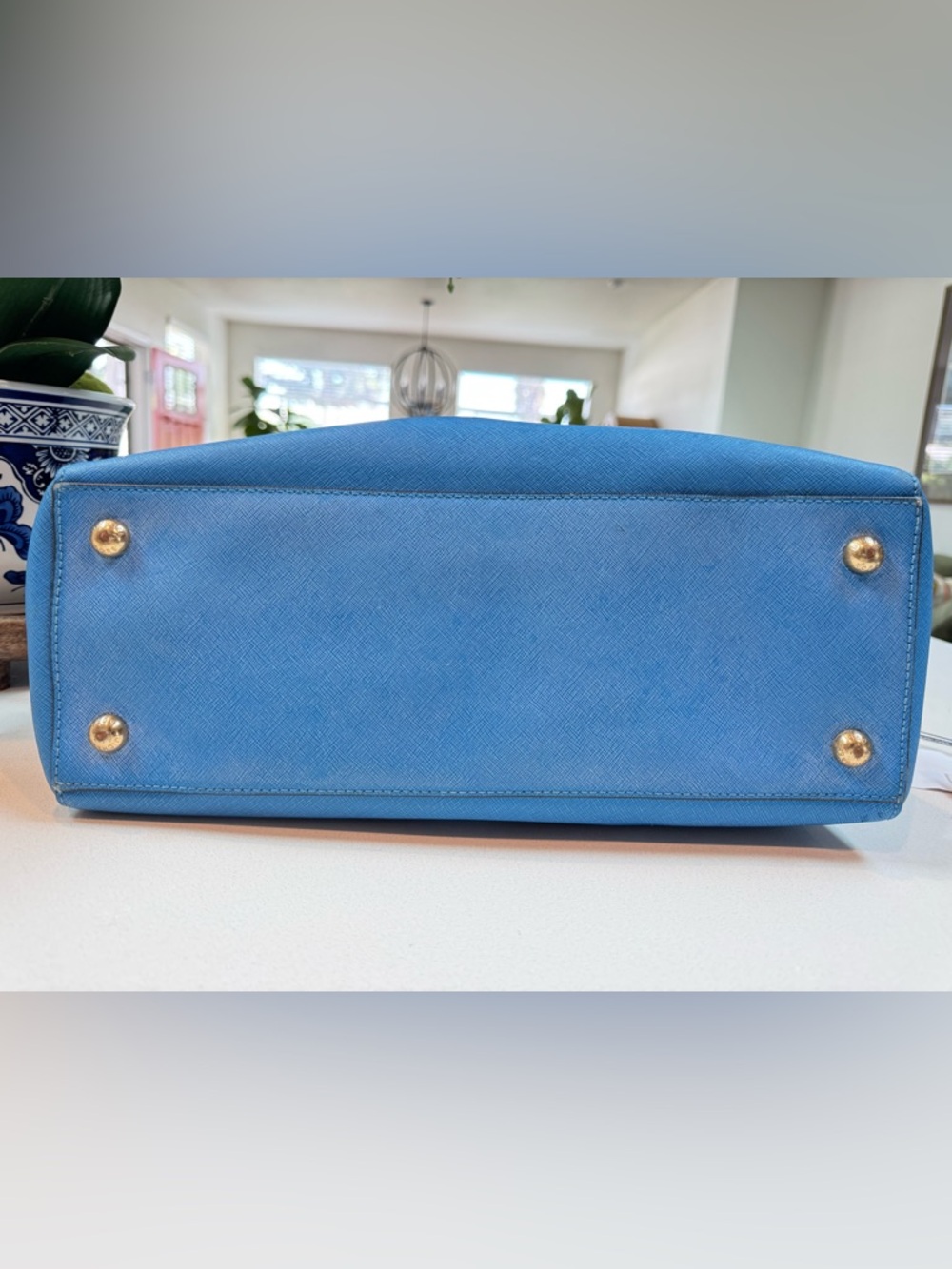 Michael Kors Bright Blue Saffiano Leather Tote with Gold Hardware - Picture 9 of 9